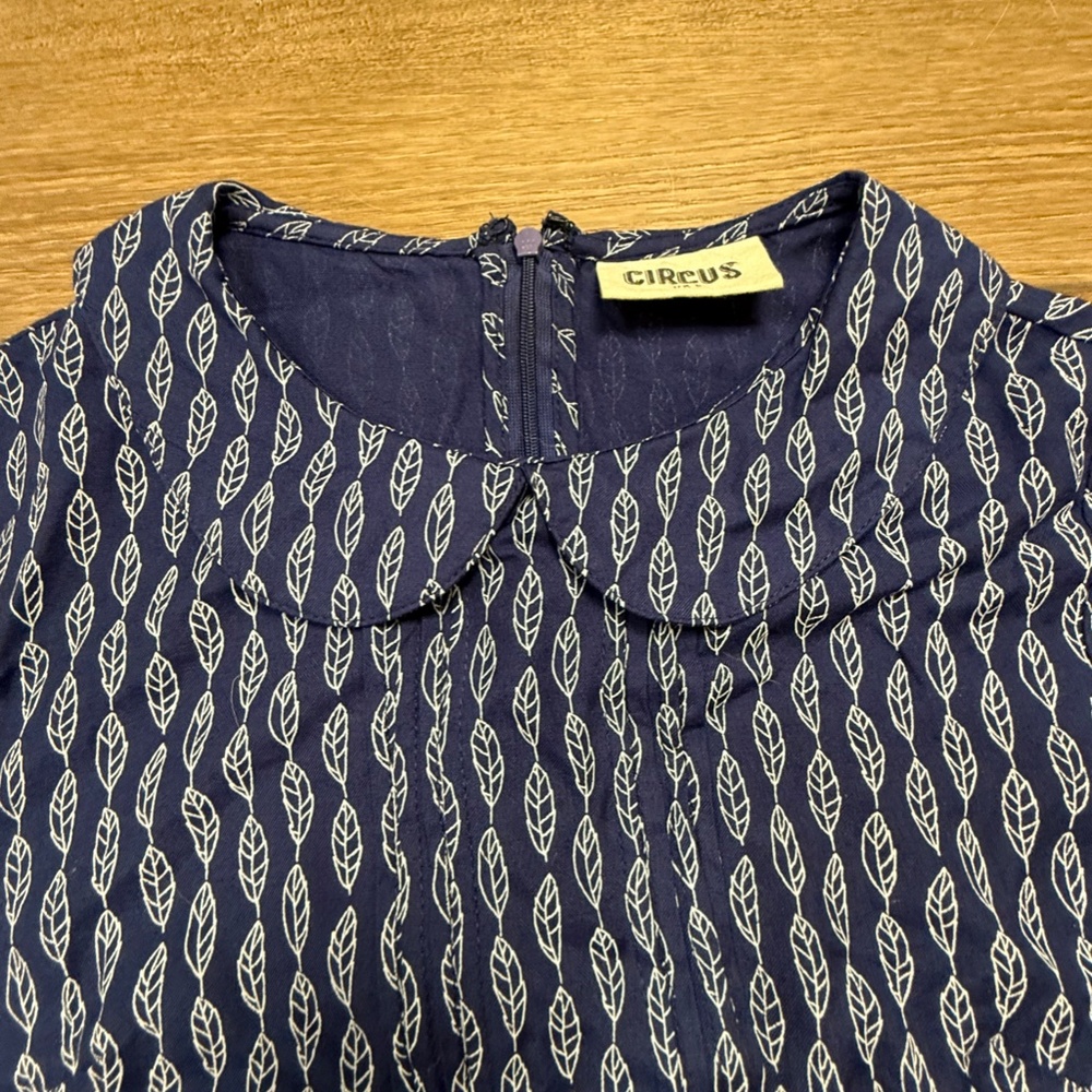 Modcloth x CIRCUS Feather Print Retro Peter Pan Collar Short Sleeve Blouse UK 8 - Picture 3 of 10